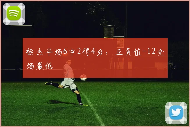徐杰半场6中2得4分，正负值-12全场最低